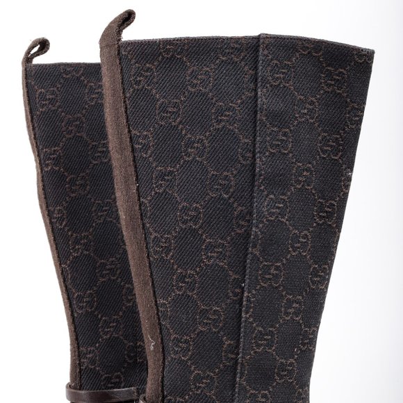 *SOLD* Gucci GG Monogram Canvas Espresso Brown Boots - Picture 9 of 12